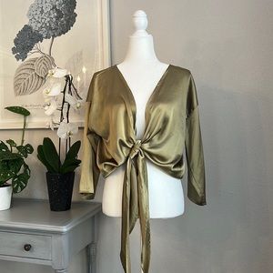 Urban Outfitters Nicole Satin Tie-Front Shirt